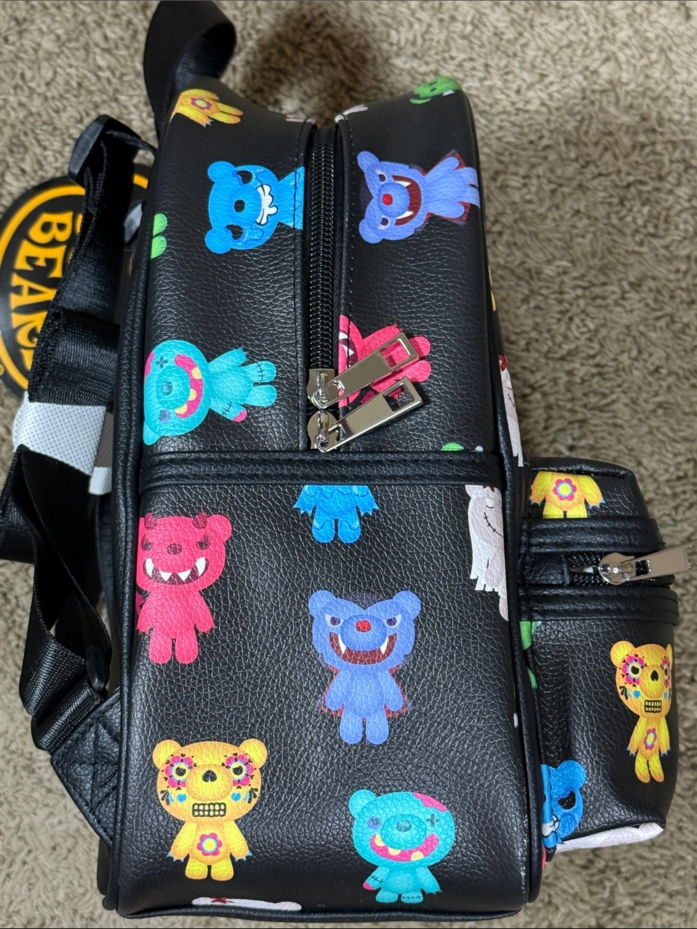 Clair’s Deddy Bears Black Rainbow Bears Mini Backpack SKU1510 - Picture 5 of 11